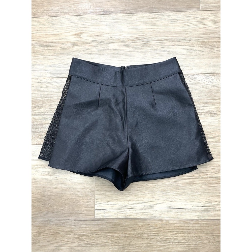 La Perla Black Silk Wool High Waisted Tailored Shorts Side Mesh Back Zip Size M